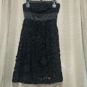 Girls black flower lace overlay dress